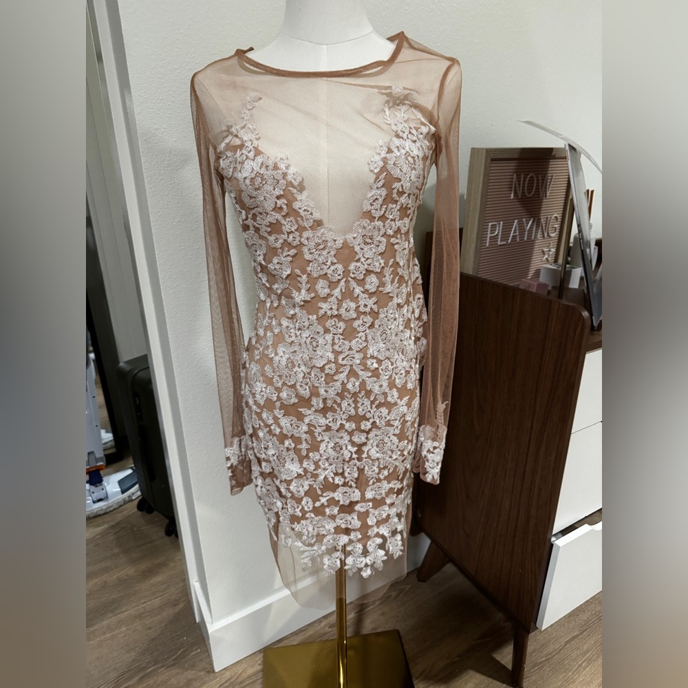 For love and lemons nude lace and mesh dress size small